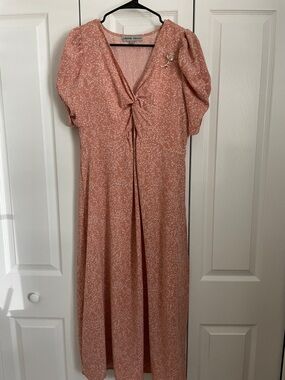 Absolutely Famous Dusty Rose Speckle Tie-Front Maxi